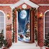 Treer Decorazione Natale per Porta d'Ingresso Interna e Esterna, Decorazione Copertura per Porta con Elastico Striscione da Appendere Coperto Sfondo per Casa Festa,Natale (90 * 210cm,Schema 5)