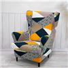 Hixingo 2 Pezzi Copripoltrona con Orecchie Elasticizzato, Stampa 3D Copripoltrone Lavabile Copri Poltrona Soggiorno, Copertura Poltrona Universale (One Size,Patchwork Geometrico)