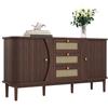 HAINEW Credenza con 2 ante scorrevoli e 3 cassetti in rattan, in stile rustico, per corridoio, camera da letto, soggiorno, 140,5 x 40 x 76 cm (colore noce)