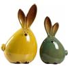 Wouueso Set di statuette di coniglio in ceramica per decorazione d'interni, statuine di animali in porcellana, e regalo