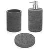 Inbagno Accessori Bagno in Set Completo 3 Pezzi Effetto Pietra Grigio, Kit Accessori appoggio, Include Dispenser, portaspazzolini e portasapone in Resina (Set 3)