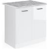 Vicco Base per lavello R-Line, Bianco lucido, 80 cm con ante, con piano di lavoro, adatto per il montaggio sotto i piani di lavoro nelle cucine componibili