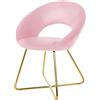 ML DESIGN modern living ML-Design Sedia per Sala da Pranzo in Velluto Rosa con Schienale Rotondo Poltroncina Imbottita da Cucina Salotto con Gambe in Metallo Oro Seduta Ergonomica Confortevole per Soggiorno 64x53x77 cm