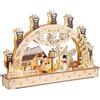 Brubaker Arco di Candele 3D - Casa di Natale nella Foresta con Lanterne - Luci di Natale LED in Legno Naturale - 27 x 40 x 7,5 cm - Decorazione Natalizia Dipinta a Mano per Tavolo e Davanzale