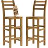 Casaria® Set 4 Sgabelli Rustici in Legno con Schienale per Esterno 75cm con Poggiapiedi Sgabello Bar Giardino Cucina