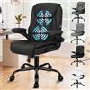 ALFORDSON Sedia Ufficio Ergonomica con Massaggio, Sedia Scrivania Poltrona Girevole ad Altezza Regolabile per Ufficio e Studio Sala Riunioni, Supporto Lombare, Portante di 150 kg, Tessuto(Nera)