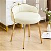 Hellove Sgabello Trucco Moderno, Sgabello Basso Design Conchiglia con Base in Metallo Oro, Sedia da Toeletta Sedia da Cucina, Stool Poggiapiedi in Pelle per Camera da Letto/Salotto/Makeup, Bianco