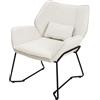 ML DESIGN modern living ML-Design Poltrona Lounge Beige Sedia Reclinabile con Rivestimento in Lino e Gambe in Metallo Nero Poltroncina da Salotto con Braccioli e Schienale Sgabello Imbottito con Cuscino Poltrona Ergonomica