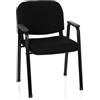 HJH Office 704340 Sedia per visitatori XT 650 Fabric Nero Sedia da conferenza imbottita con braccioli, impilabile