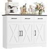 HOCSOK Credenza, Mobile Cucina con 3 Cassetti e 3 Armadi，Buffet Mobile Moderno, Credenza Soggiorno, Mobile per Cucina Ingresso Foyer, Sala da Pranzo, Bianco+Nero