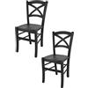 t m c s Tommychairs - Set 2 sedie modello Cross per cucina bar e sala da pranzo, robusta struttura in legno di faggio color anilina nera e seduta in legno