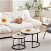 JZGORC Set di 2 Tavolini da Caffè, Tavolino Rotondo Impilabile per Soggiorno, Gambe in Metallo Verniciato, Adatto per Soggiorno, Caffetteria, Lounge (60 * 45 cm e 40 * 35 cm) - Bianco