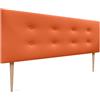 DHOME Testiera in Similpelle o Tessuto AQUALINE Pro con 2 file di bottoni e gambe Testiera imbottita Letto di Lusso (Similpelle Arancione, 160x105cm (Letti 150/160))