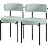 ML DESIGN modern living ML-Design Set di 2 Sedie per Sala da Pranzo Sedia da Cucina in Tessuto Teddy Verde Poltroncina da Soggiorno con Schienale Poltrona Imbottite con Gambe in Metallo Nero Sedie Lounge Ergonomiche