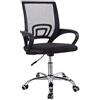 OM SHOWROOM Sedia da Ufficio Scrivania Ergonomica a Rotelle Girevole Reclinabile Imbottita in Rete Traspirante, Altezza Regolabile, con Braccioli