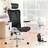 ALFORDSON Sedia Ufficio Ergonomica professionale con Rute Nera e bianca | Poltrona Scrivania Girevoli in Rete Serie OSWIN, Schienale inclinabile, Braccioli poggiatesta supporto lombare, Portata 180kg