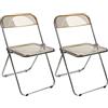 LANTUS Set di 2 sedie da cucina, pieghevole, sedia da pranzo, sedia da giardino, in metallo, 46 x 46 x 75 cm (Ambre)-2 pezzi