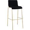 CLP Sgabello Bar con Schienale Hover, Impilabile con Rivestimento in Tessuto, Struttura in Metallo Effetto Oro, Regge fino a 150 kg, Colore:nero
