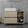 ML DESIGN modern living ML-Design Mobile Sottolavabo Bagno Marrone-Nero 100 x 60 x 45,5 cm Armadietto per Lavandino con 2 Cassetti e Scaffale Mobiletto Sottolavello Sospeso Portaoggeti Arredo Salvaspazio in Legno MDF