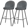 ML DESIGN modern living ML-Design Set di 2 Sgabelli da Bar Antracite, con Rivestimento in Tessuto, A 75 cm, Struttura in Metallo, con Schienale e Poggiapiedi, Sedia Alta Imbottita da Cucina, Sgabello da Bistrot o Bancone