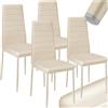 tectake® Set 4 Sedie Sala da Pranzo in Pelle Sintetica, Sedie da Cucina Eleganti e Comode, Sedie Sala da Pranzo Moderne Stabili e Robuste, Sedie da Pranzo Versatili - Beige