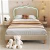 SUKY Letto imbottito a LED, letto singolo con rete a doghe e testiera regolabile, letto imbottito, telaio letto per ragazzi per camera da letto, camera degli ospiti (beige, 90 x 190 cm)