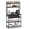 COSTWAY Scaffale da Cucina a 6 Ripiani con Portabottiglie, Scaffale Porta Microonde con Portabottiglie Inclinato e 2 Ripiani in Rete, per Cucina Sala da Pranzo, 90x35x165 cm,Carico 125 kg