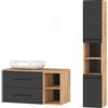 Planetmöbel set di mobili da bagno LUX 100 cm rovere oro/antracite SENZA lavabo con colonna rovere oro/antracite