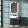 Planetmöbel LUX - Set di mobili da bagno con mobile basso (70 cm, lavabo da 60 cm, specchio da 50 cm (senza LED), colore oro e antracite