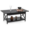 COSTWAY Tavolino da Salotto 2 Livelli, Tavolino da Caffè Industriale con Struttura in Metallo a Forma di X, Tavolino Rettangolare per Soggiorno, Studio e Ufficio, 60 x 110 x 48 cm (Nero)
