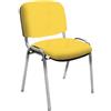 IDEALSEDIE DI GALIZIA MICHELE IDEALSEDIE - Sedia Scrivania Senza Rotelle con Telaio Cromato, Sedia Ufficio Senza Ruote Comoda, Impilabile, Sedie per Sala d'Attesa, Sala Riunioni, Conferenze (Finta Pelle, Giallo)