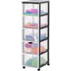 Iris Ohyama Cassettiera in Plastica con ruote, 5 Cassetti Grandi, Nero, Maniglie facili da tirare, Organizzatore, Per Camera Da Letto, Bagno, Scuola e Ufficio, Senza BPA, Contenitore, DDDC-305