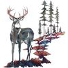 HOMSFOU Foresta di Cervi Arte Parete in Metallo Foresta Rustica Arredamento in Cabina 3D Renna Artigianale Scultura Appendere per Natale Fattoria Soggiorno Colorato