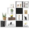 GYMAX Libreria Versatile con 10 Divisori Aperti, Scaffale a Scaletta con Superficie Impermeabile, Base e Antiribaltamento, Idea per Soggiorno, 120 x 19,5 x 109 cm (NERO+BIANCO)
