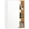 HOMCOM Mobile Bagno a Parete con Ante Soft Close, Mobiletto Bagno Sospeso con Armadietto con Ripiani Regolabili e 3 Mensole Aperte, per Soggiorno Salotto, 59.5x30x90 cm, Bianco e Color Legno