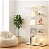GAWYOEX Vetrina in vetro con LED, 80,6 x 36,5 x 164,5 cm, a 4 piani con porte doppie, vetrina da collezione, con serratura, per soggiorno, ufficio, sala da pranzo e camera da letto, vetrina in vetro (bianco)