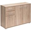Casaria Cassettiera Alba 3 Ante con Ripiani 2 Cassetti 107x75x35cm Comò Armadietto Ufficio Mobiletto