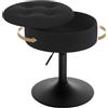 WOLTU Sgabello Piccolo da Bar in Velluto e Metallo, Sedia da Pranzo con Vano Portaoggetti, Sgabello Rotondo Girevole, Altezza Regolabile tra 49,5-65cm, Nero BH329sz-1