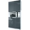 Vladon Logan V2, mobile per ufficio, schedario con 5 scomparti e 4 ante, bianco opaco/grigio lucido (82 x 184 x 37 cm)