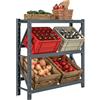 HOMCOM Scaffale per Casse di Bevande Autoportante a 3 Livelli, Scaffale per 6 Casse di Bibite, Altezza dei Ripiani Regolabile, 110x30x110cm, Grigio