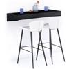 Mobili Fiver, Mensolone Da Bar Evolution 120x40, Nero Frassino con Caricatore Wireless, Tavolo a muro sospeso per Bar e Ristoranti, Cucina, Made in Italy