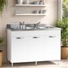 Linea Azzurra Sottolavello 120 con Lavello e Miscelatore Cucina con 3 Ante in Legno Made in Italy H85xL120xP50 cm Facile da Montare (Vasca e Destra, Bianco Frassinato)
