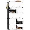WOLTU Scarpiera da Ingresso, Porta Scarpe con 10 Scomparti, Scarpiera Modulare per 40 Paia di Scarpe, Contenitore per Scarpe con Porte, in Plastica e Metallo, Bianco + Nero, 35x35x45cm/Scomparto