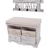 Mendler Panca cassettiera Shabby Vintage con attaccapanni 42x62x33cm Home Legno di paulonia - Bianco