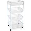 Acan Tradineur - Carrello per verdure, modello PLFT in plastica a 4 livelli e ruote, cestini impilabili portaoggetti, frutta, verdura, cucina, bagno (trasparente, 85 x 40 x 30 cm)