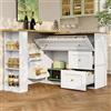 Kebnor Tavolo da bar allungabile con spazio di archiviazione (138 - 204 × 39 × 105 cm), credenza con scaffale per snack, tavolo da bar telescopico, tavolo da bistrot, tavolo alto (bianco)