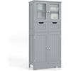 GIANTEX Mobile Bagno con 4 Ante + 2 Cassetti, Armadietto Multifunzione Salvaspazio 60x30x128cm, Design Modulare per Casa, Toilette e Cucina, 2 Colori Scelta & Facile Pulizia
