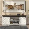 Merax Credenza da cucina, design industriale, con 2 ante scorrevoli e ripiano regolabile, stile rustico, per soggiorno, sala da pranzo, bianco e marrone