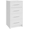 MATKAM Cassettiera Bodo 4S con quattro cassetti, h/p/p 75 x 40 x 35 cm, maniglie in metallo, guide in metallo (bianco)