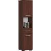 AKORD | Mobile Alto da Bagno | 30x140x30 cm, peso 25 kg | 2 Ripiani con Ante | 1 Cassetto, Scomparto aperto | Adatto Anche come Pensile | Moderna Mobiletto | Armadio a muro | Wengé